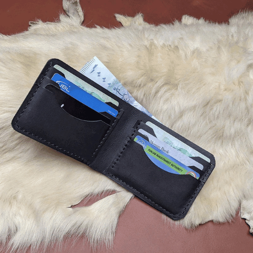 Black Leather Bifold Wallet