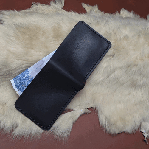 Black Leather Bifold Wallet