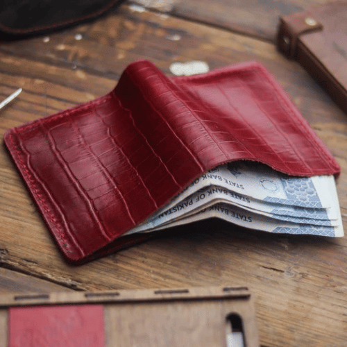 BIFOLD WALLET BURGUNDY CROCO